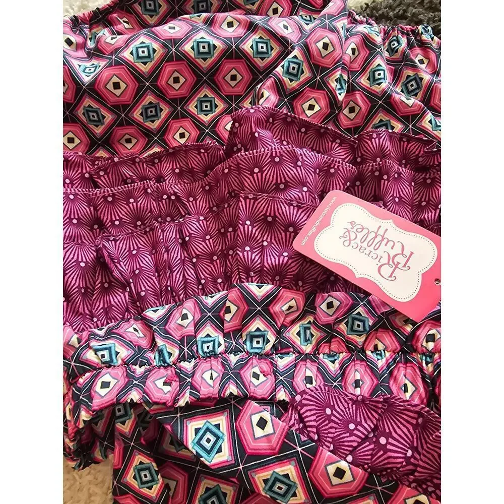 Ricrac & Ruffles sz 24 months 2T purple pink teal bubble romper new with tags